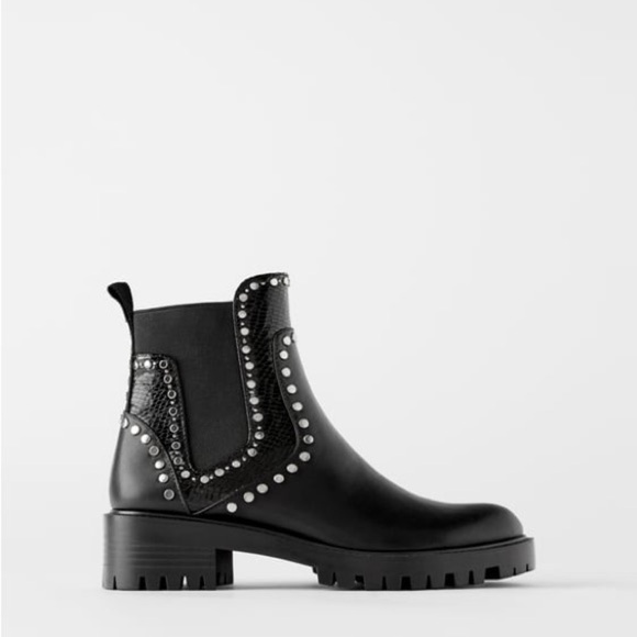 ZARA Studded Black Boots - Picture 1 of 9